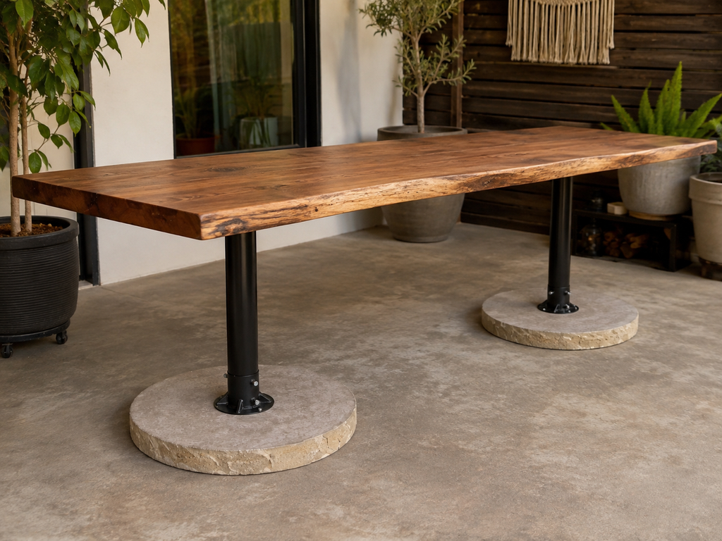 Heavy Duty Concrete Pedestal Table Base, 65 lb Round Base and flange only