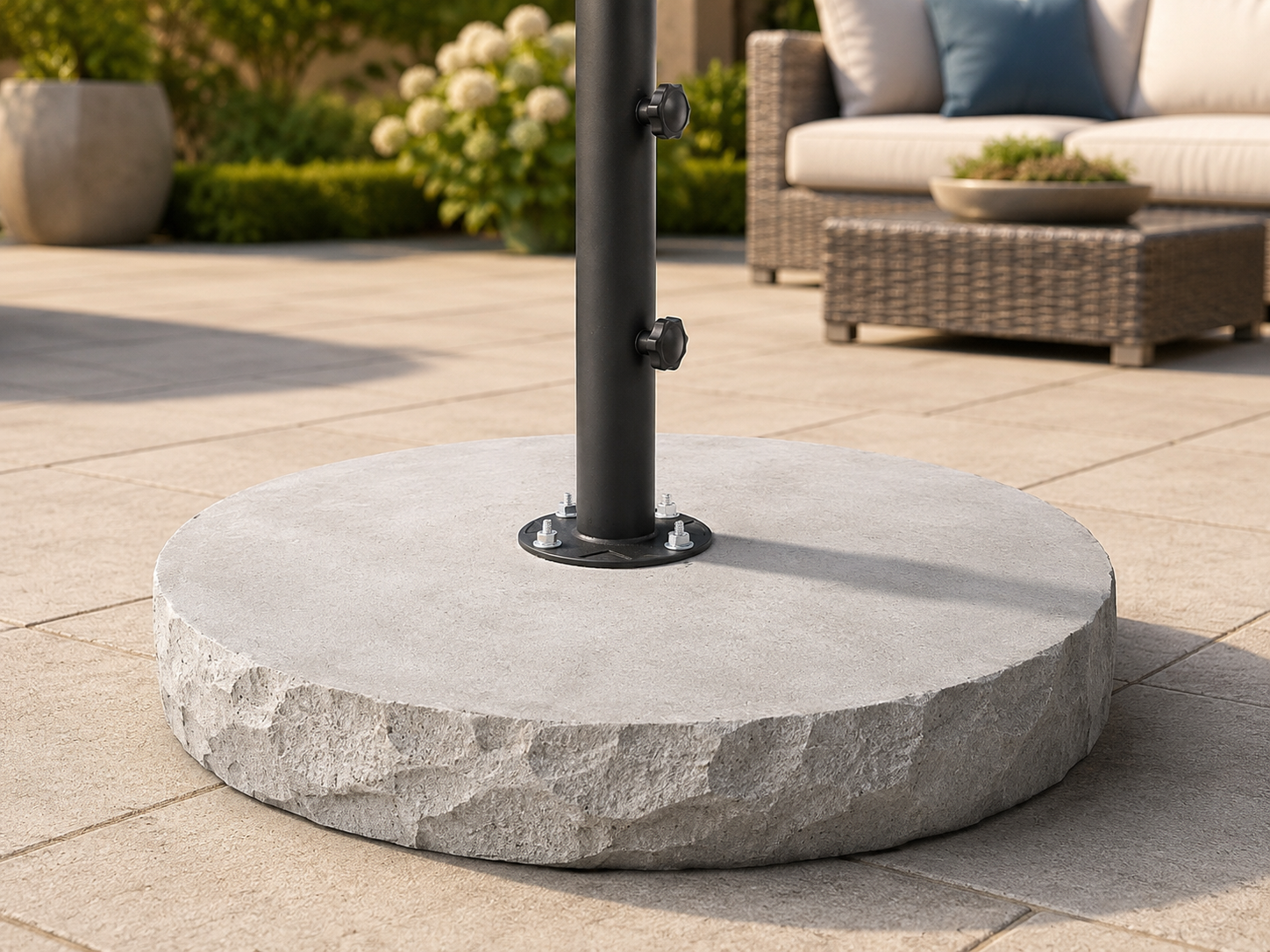 80lb Round Concrete Patio Umbrella Base – Outdoor Patio Umbrella Stand – still standing patio